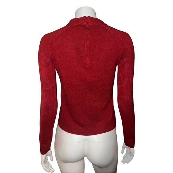 Karen Scott Petite Mock Neck Zip-Back Sweater Red Cherry PP NWT - Picture 3 of 9